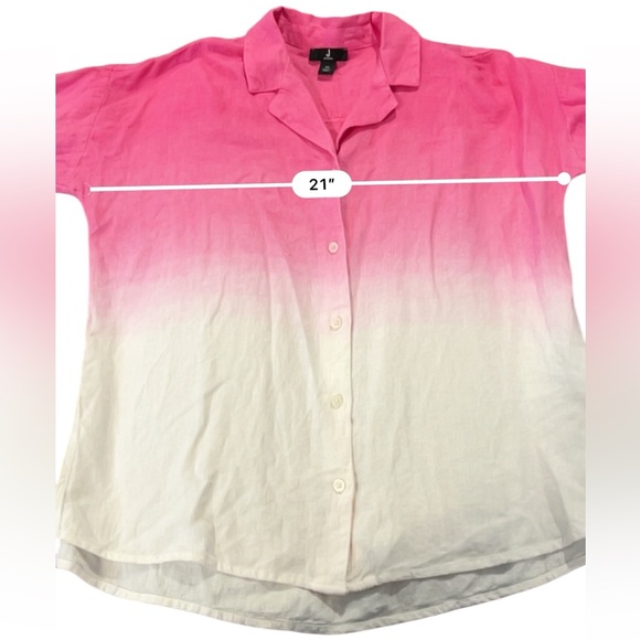 Jason Wu Dip Dye Ombre Linen Blend Button Down Top, XS - Picture 10 of 10